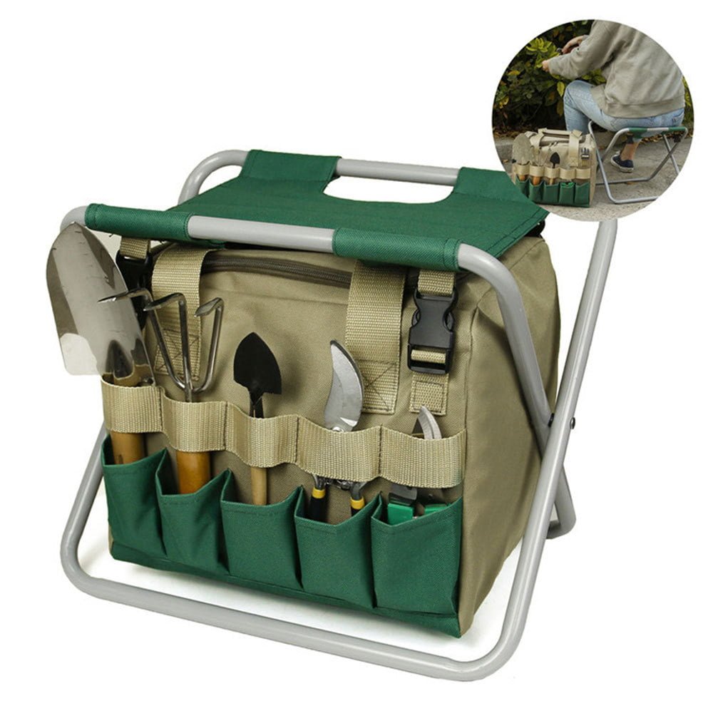garden tools set organizer stool with tote bag chair