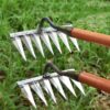 garden tools: durable steel six-tooth harrow for weeding