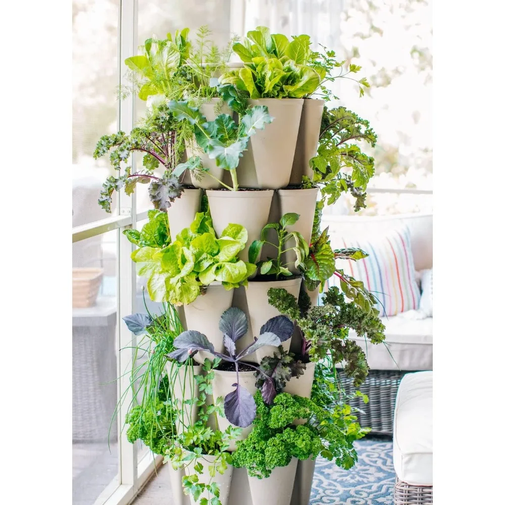 vertical garden planter with internal watering, 5 tiers