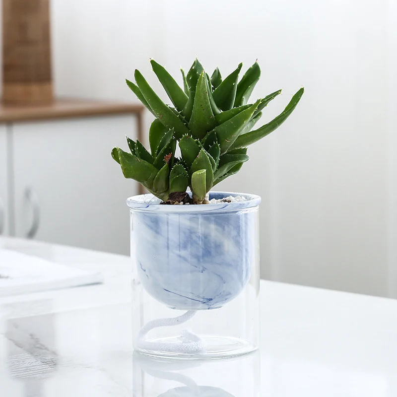 marbled hydroponic ceramic flower pot