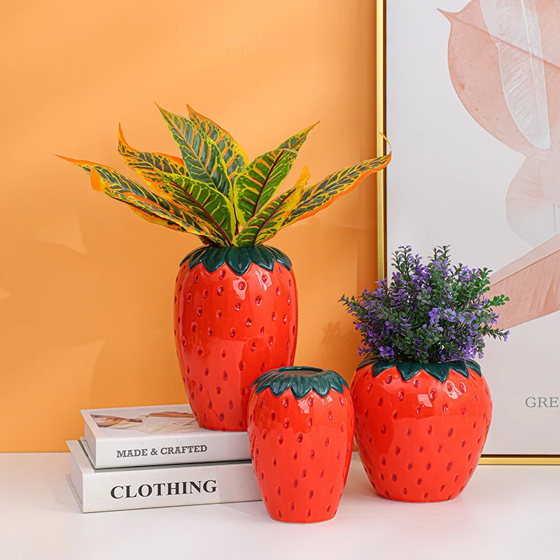 creative strawberry hydroponic vase cute ceramics