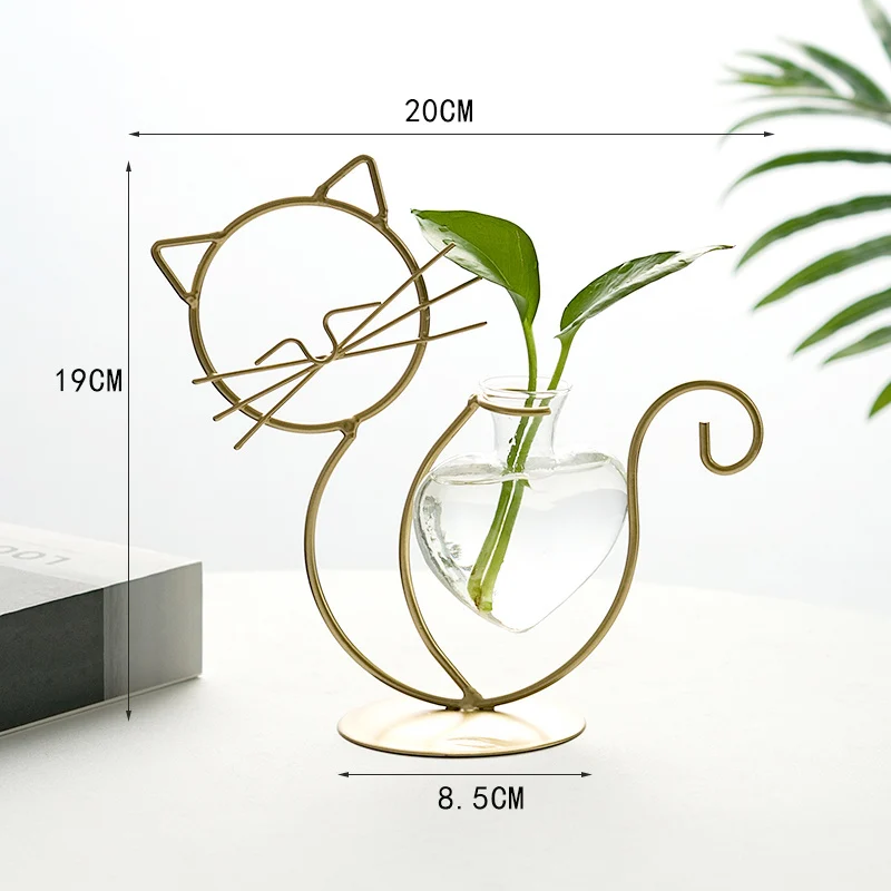 535221168204.Webp simple cat iron flower hydroponic vase