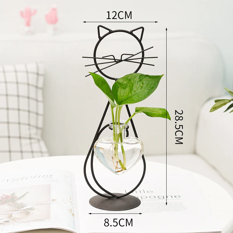 570927387036.Webp simple cat iron flower hydroponic vase