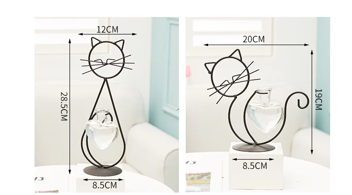 978570616130.Webp simple cat iron flower hydroponic vase