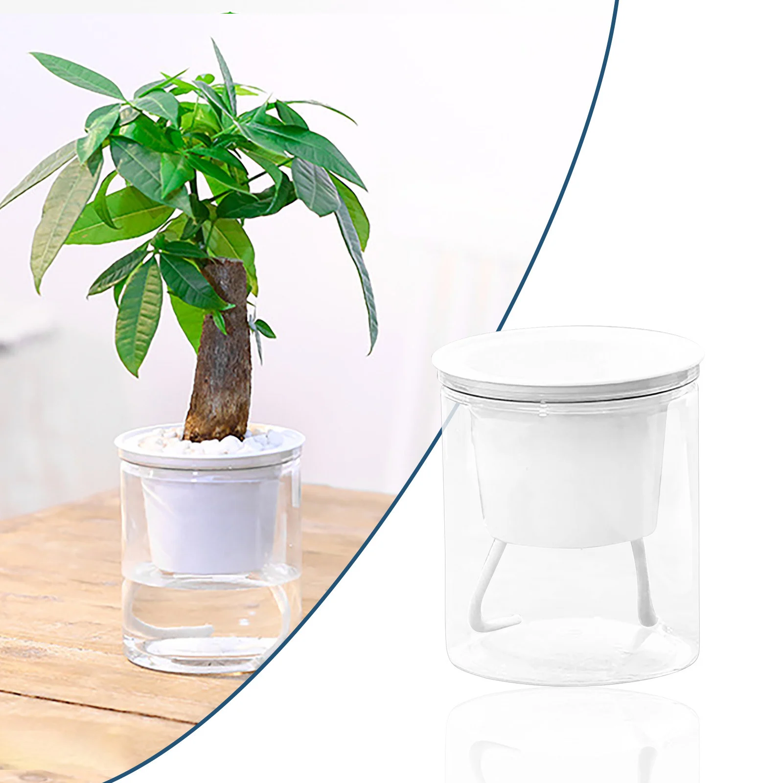 hollow striped self-priming hydroponic flowerpot