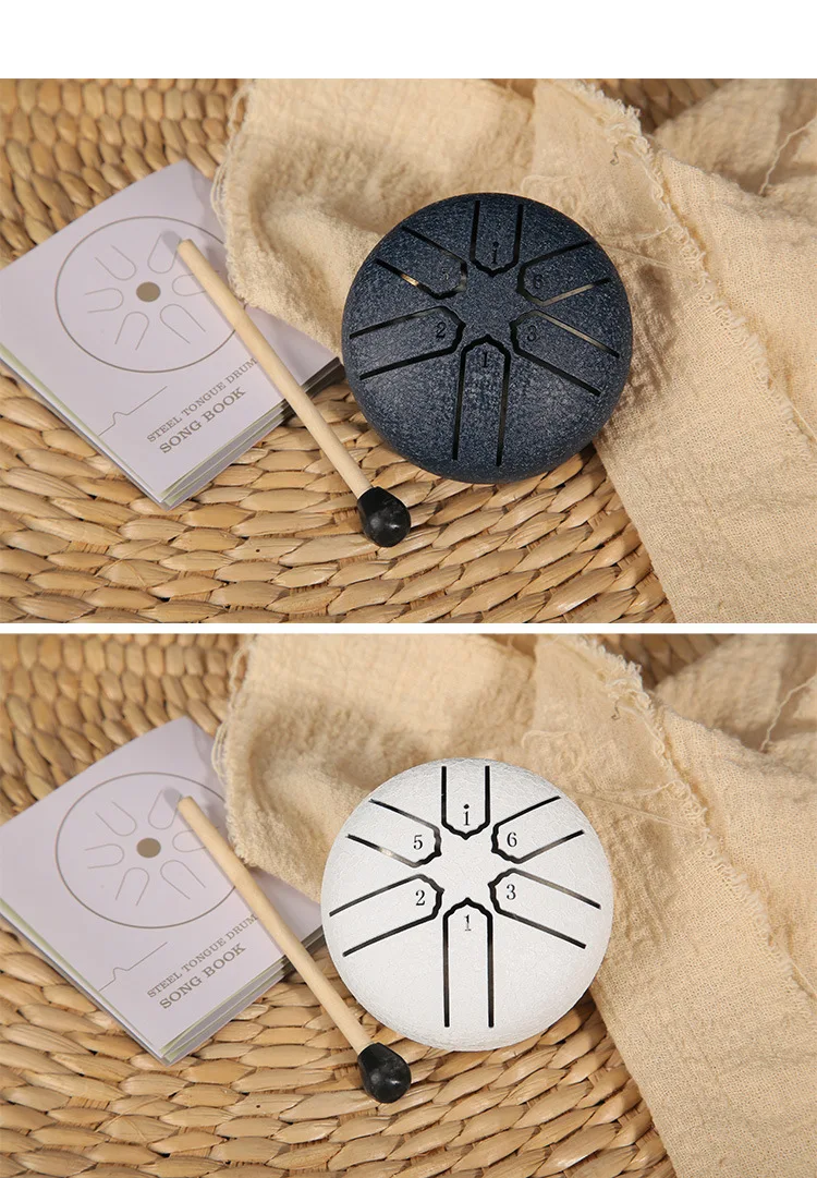 Rain Drum 6 Notes Steel Tongue Drum Mini With Drumsticks 4