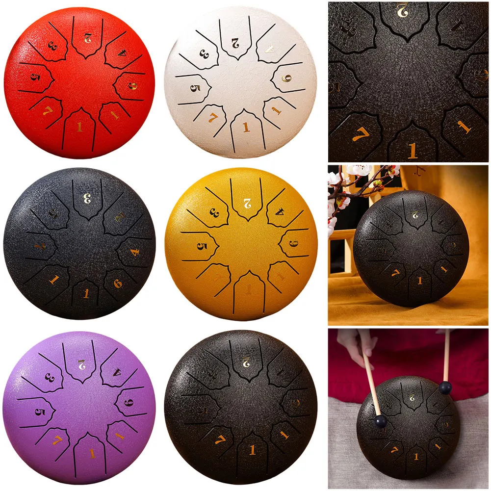 Rain Drum 6 Inch 8/11 Tone Steel Tongue Drum For Outside Rain Chime Mini Hand Pan Drums With Drumsticks 3