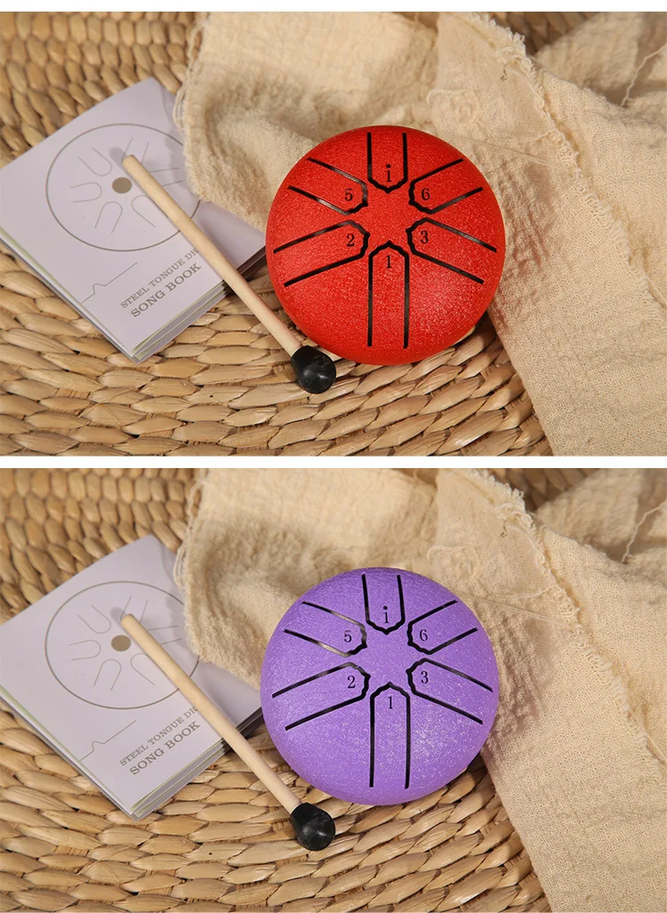 Rain Drum 6 Notes Steel Tongue Drum Mini With Drumsticks 5