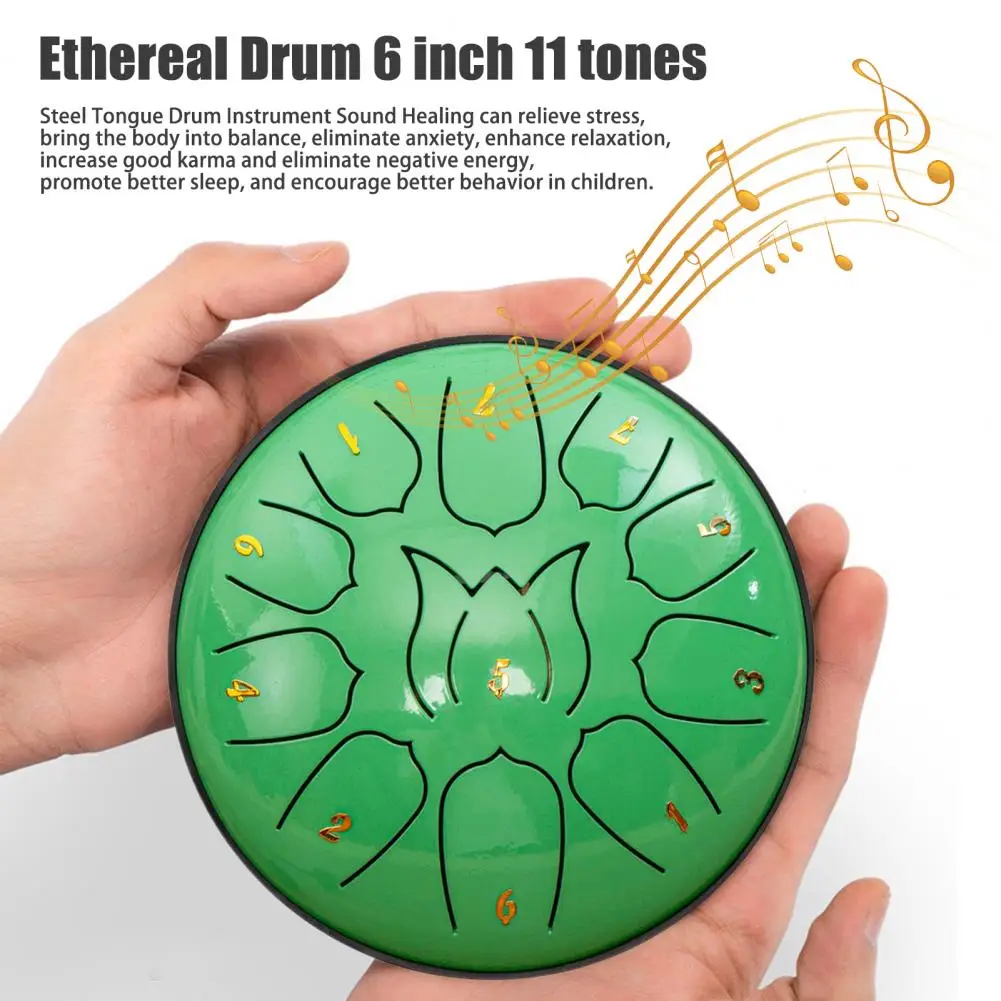 Rain Drum Steel Tongue Drum 6-Inch 11 Notes Portable Percussion Instrument 4