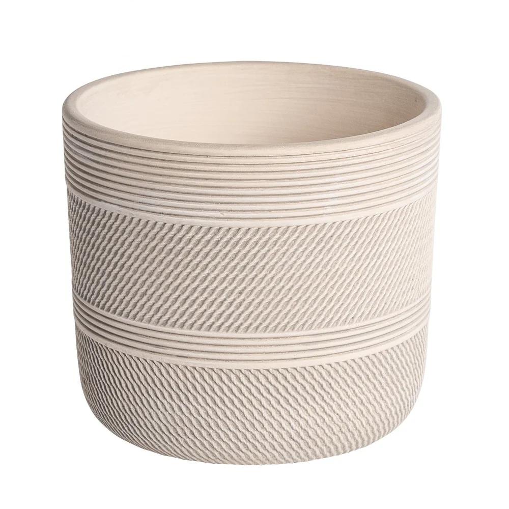 Ceramic Plant Pot - Round White Planter with Drainage Holes for Succulents and Houseplants