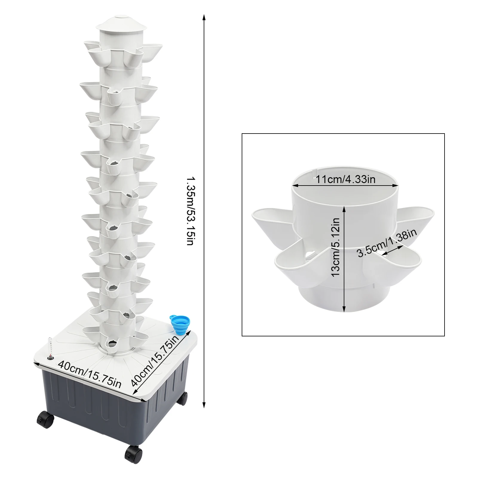 Hydroponic Growing Tower - 50 Holes Vertical Vegetable Plant Tower 4