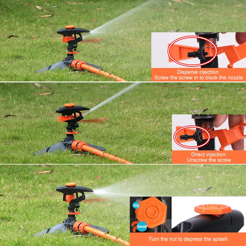 Automatic Lawn Sprinklers 360° Rotation Irrigation Watering System With Nozzle Grass Plant For Farm Outdoor Yard 5