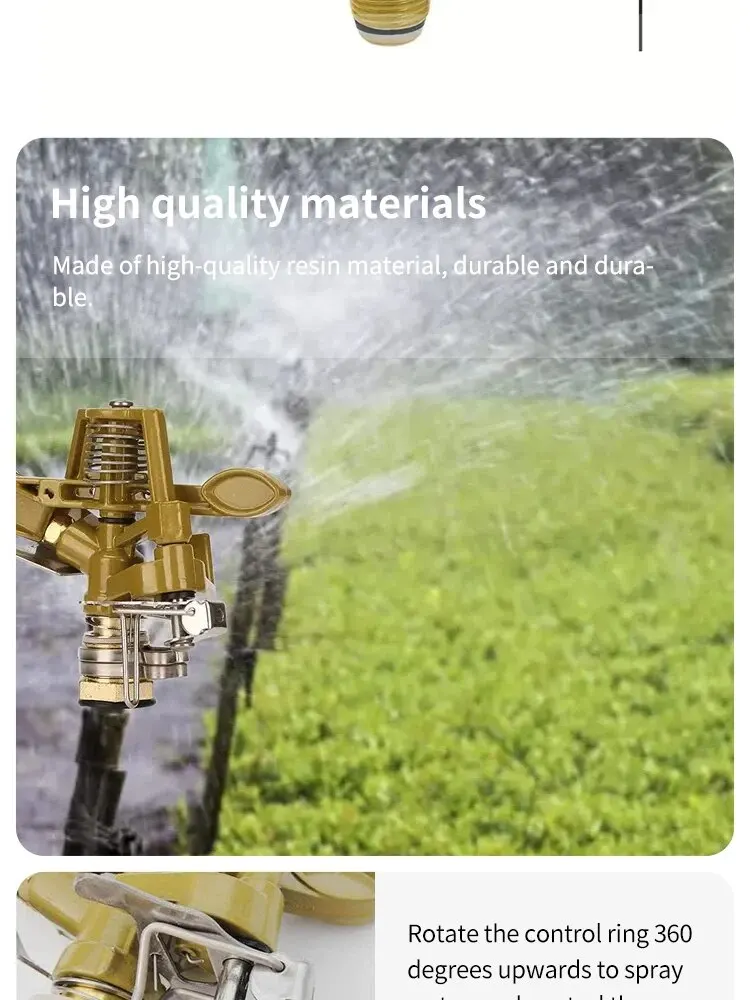 Sprinkler Nozzle 1 Pack With 360-Degree Rotation 4-Point Alloy Controllable Angle For Lawn And Garden Irrigation 5
