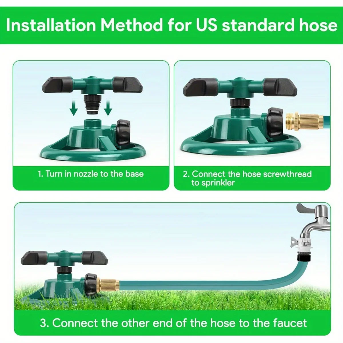 Rotating Sprinkler Nozzle 360° Auto-Rotating Sprinkler Nozzle Garden Sprinkler- Adjustable Spray Patterns For Lawn/Agricultural Irrigation Water-Saving 12