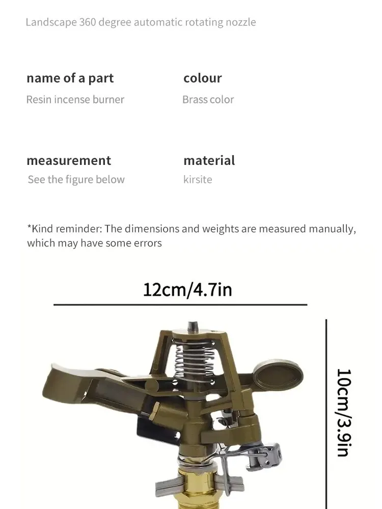 Sprinkler Nozzle 1 Pack With 360-Degree Rotation 4-Point Alloy Controllable Angle For Lawn And Garden Irrigation 4