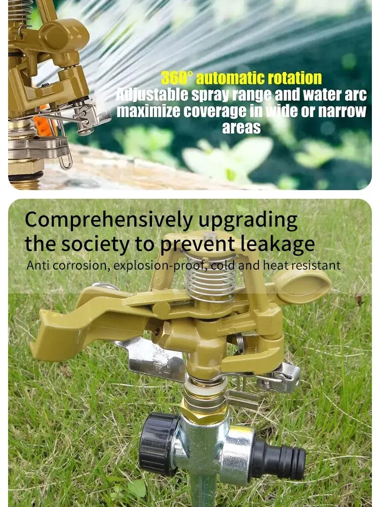 Sprinkler Nozzle 1 Pack With 360-Degree Rotation 4-Point Alloy Controllable Angle For Lawn And Garden Irrigation 7