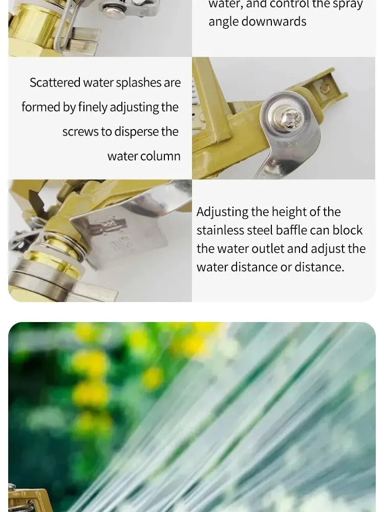 Sprinkler Nozzle 1 Pack With 360-Degree Rotation 4-Point Alloy Controllable Angle For Lawn And Garden Irrigation 6