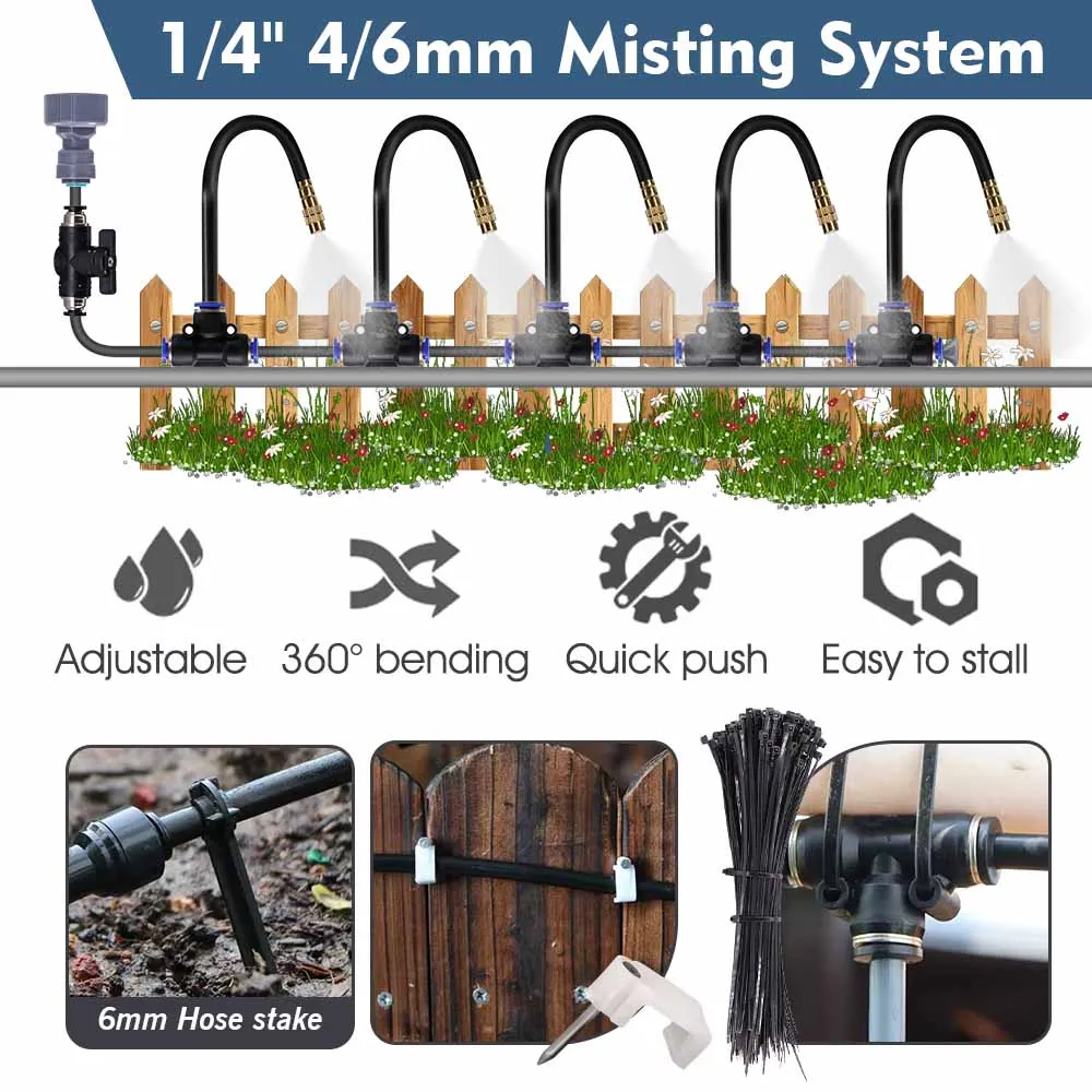 Adjustable Nozzle Atomizer Sprayer Misting Cooling System 7