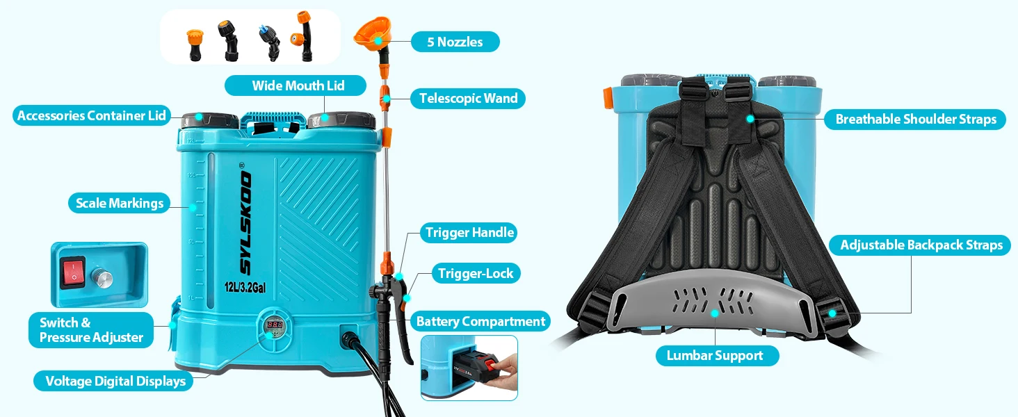 Backpack Hydroseeding Sprayer 3.2 Gallon 4