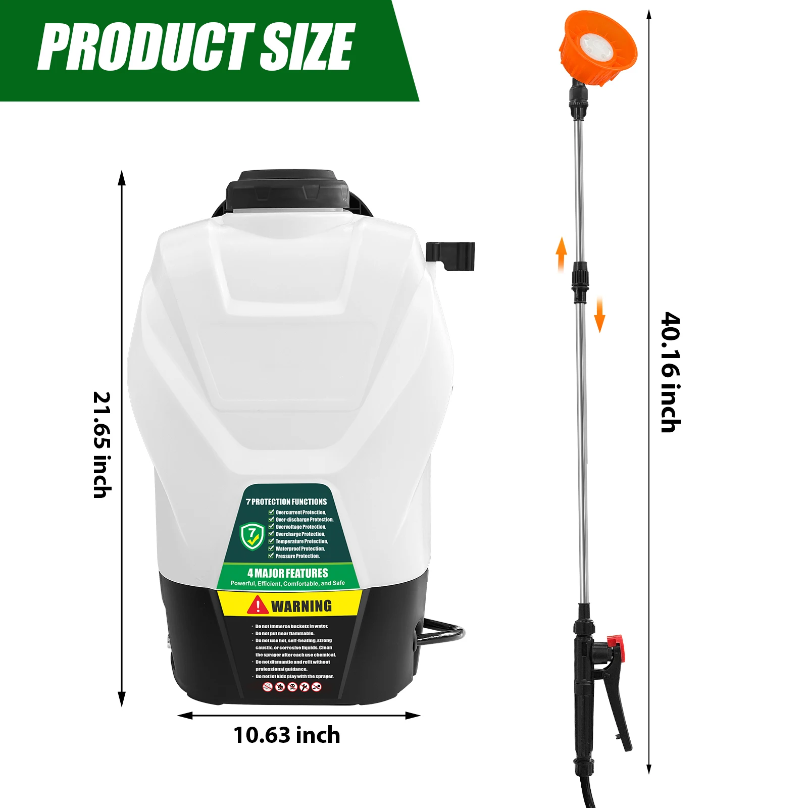 4 Gallon Backpack Sprayer 16L Battery Powered Garden Sprayer 6