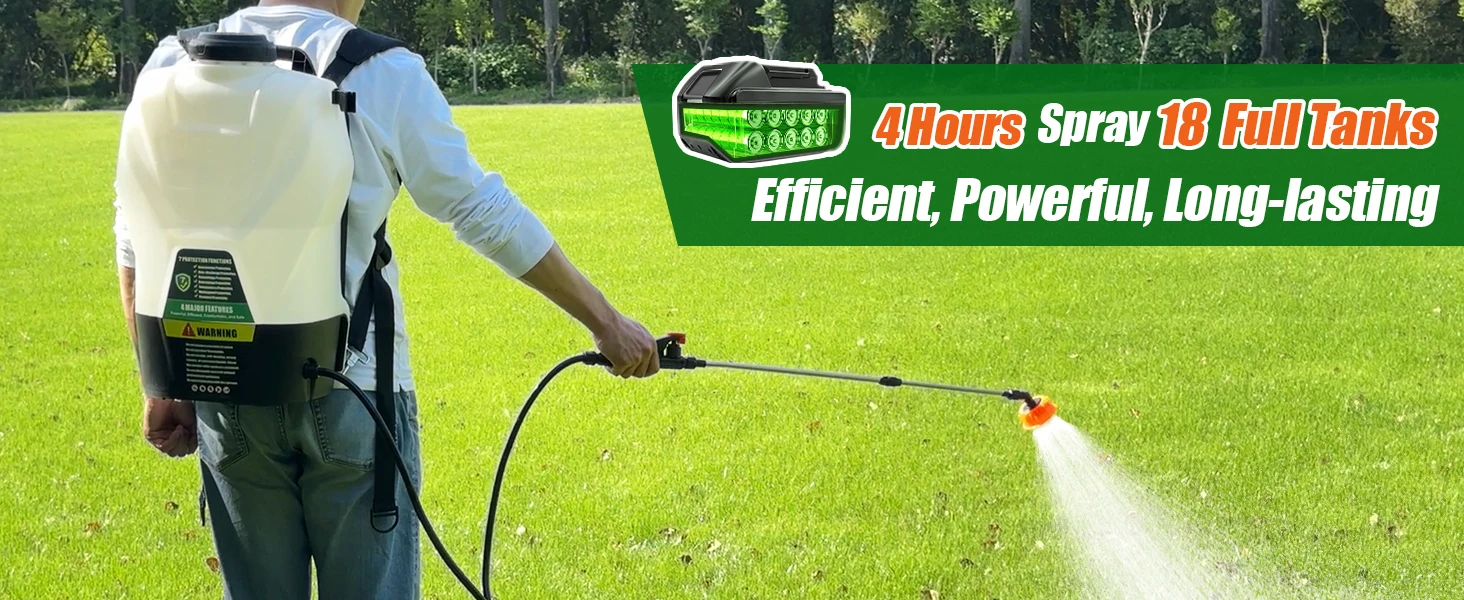 4 Gallon Backpack Sprayer 16L Battery Powered Garden Sprayer 4
