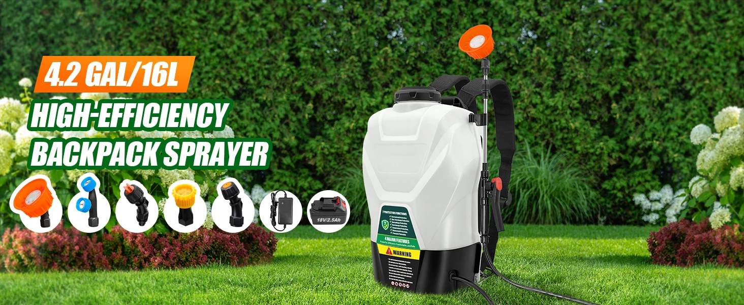 4 Gallon Backpack Sprayer 16L Battery Powered Garden Sprayer 2