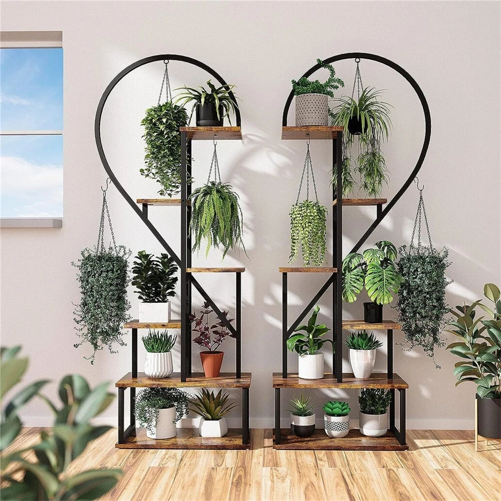Flower Pot Display Rack Plant Stand Half Heart Shaped 4
