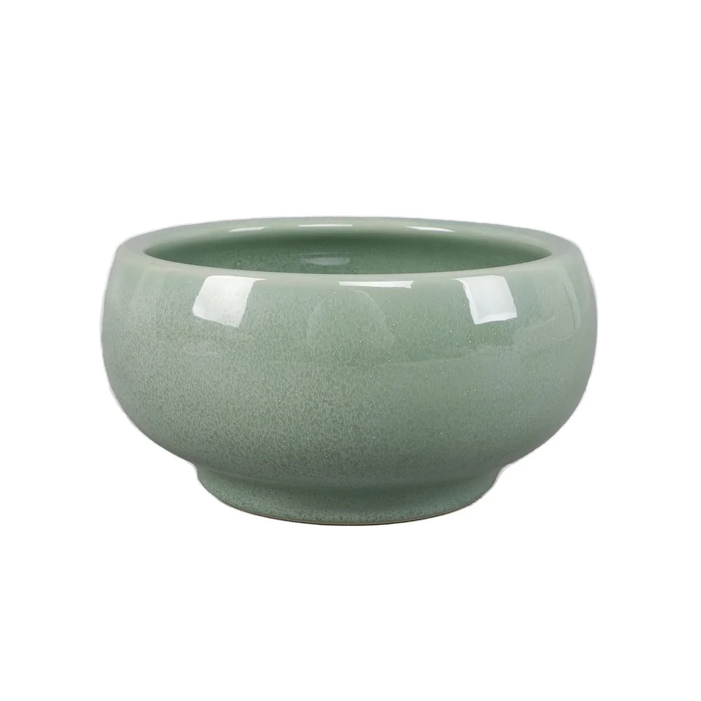 s9c8a90ff72a24334ac76f9f3b72c9f4eu Glazed Ceramic Pot with Drainage Stylish Indoor Pot Plants Decor Tabletop and Shelf Display