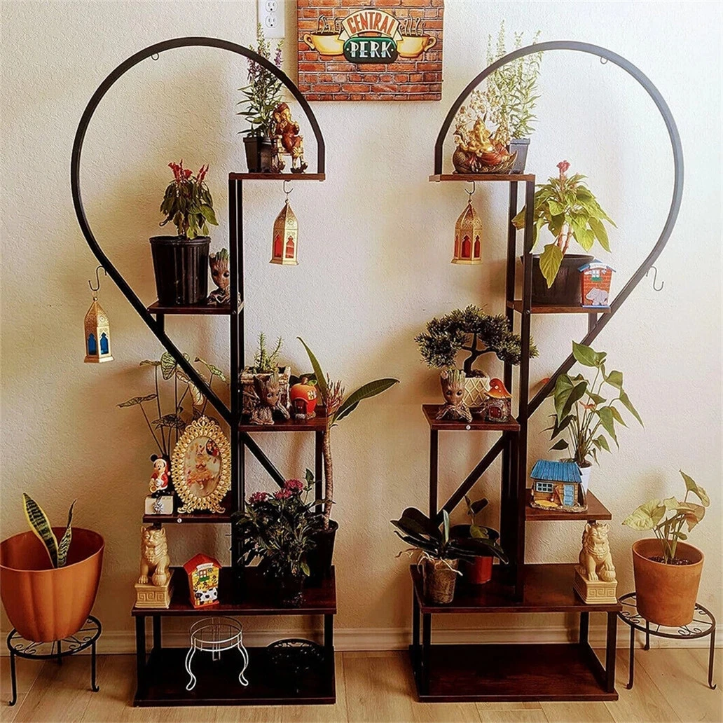 Flower Pot Display Rack Plant Stand Half Heart Shaped 3