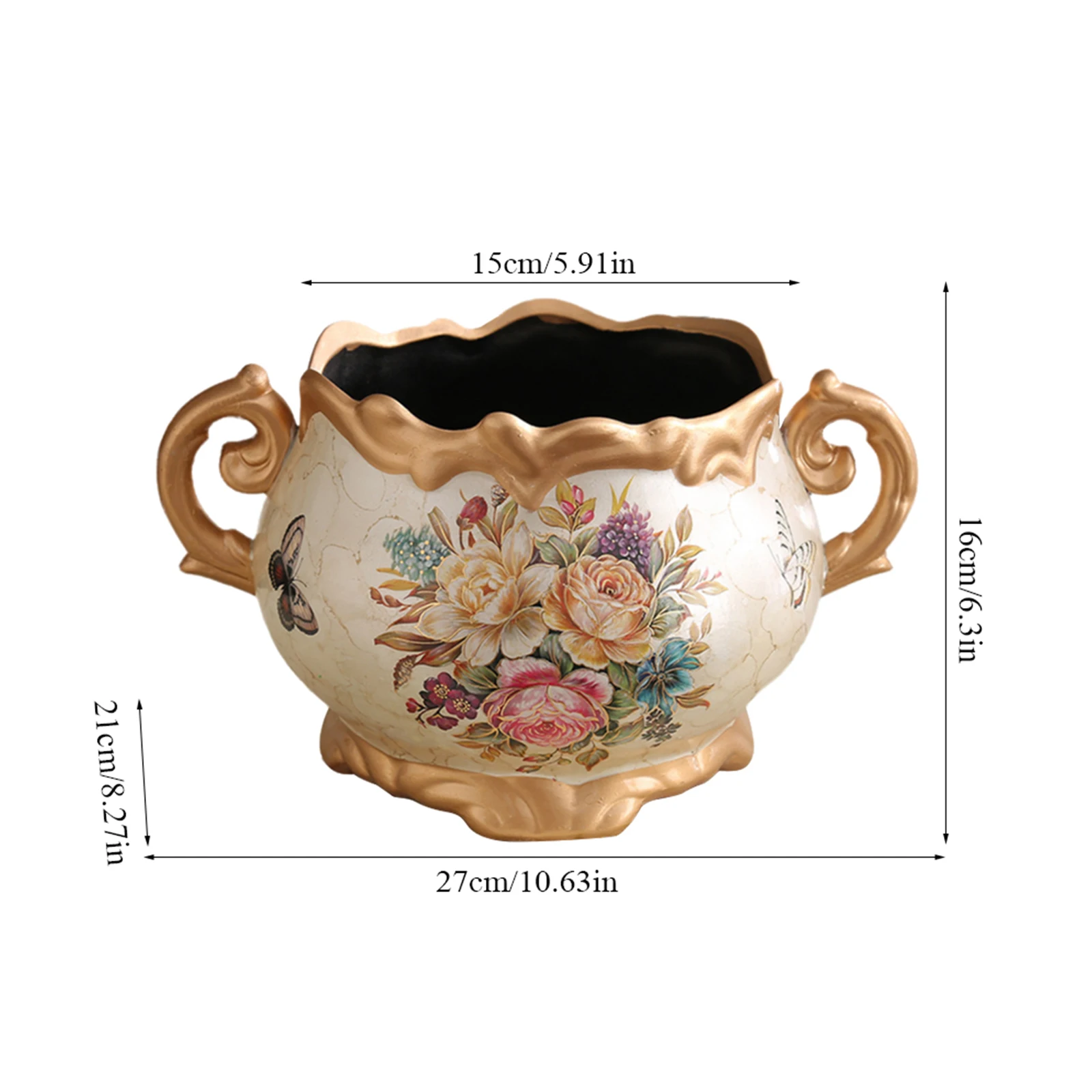 Hand Painted Flower Vase With Handle Europe Retro Ceramic Vase American Style Double Ear Vase 8