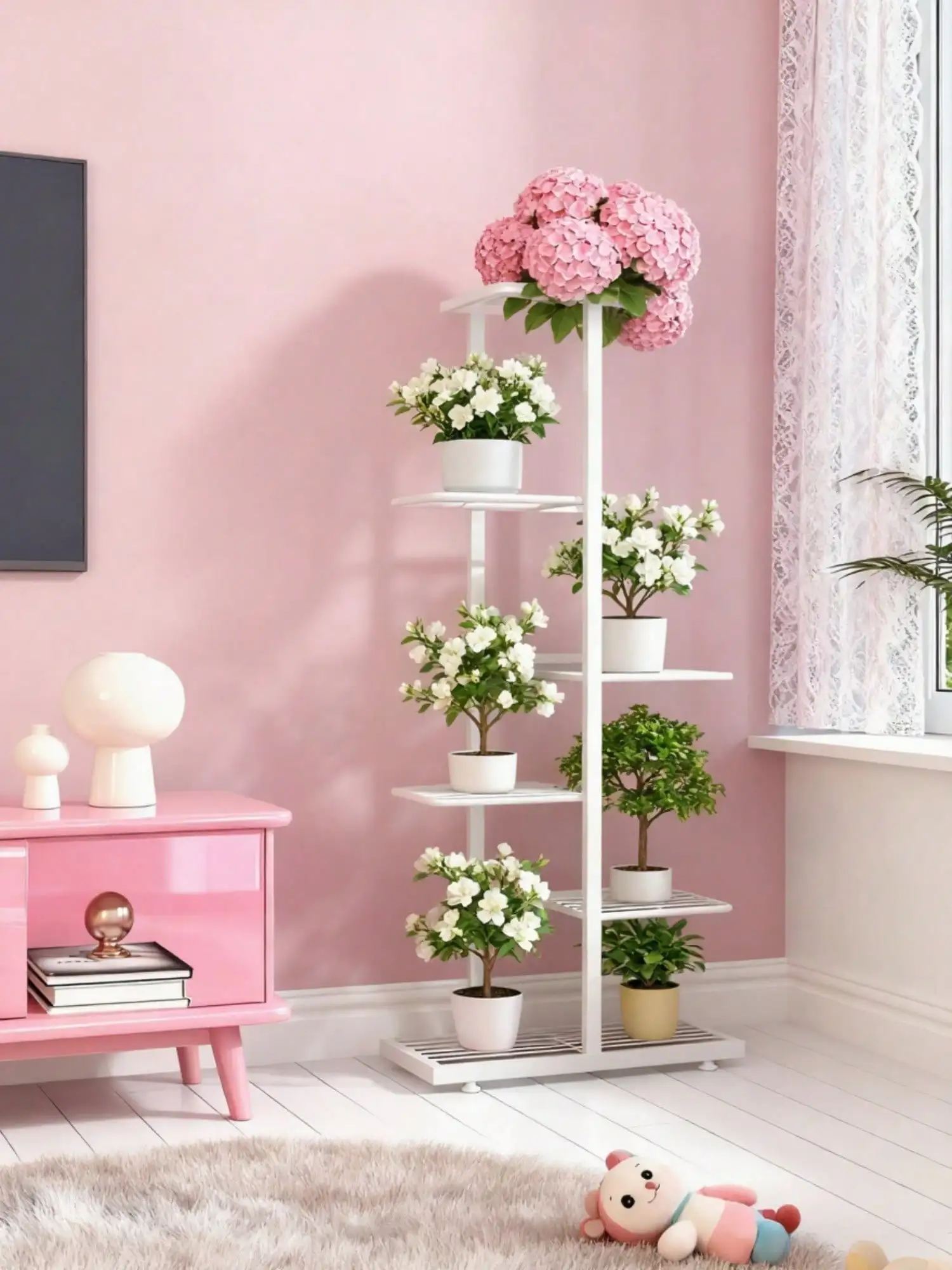 Indoor Vertical Flower Pot Shelf Premium Modern Black Metal 6-Tier Space-Saving Plant Stand 8 s12be7d39390240f0b2f746ab443b75b3q