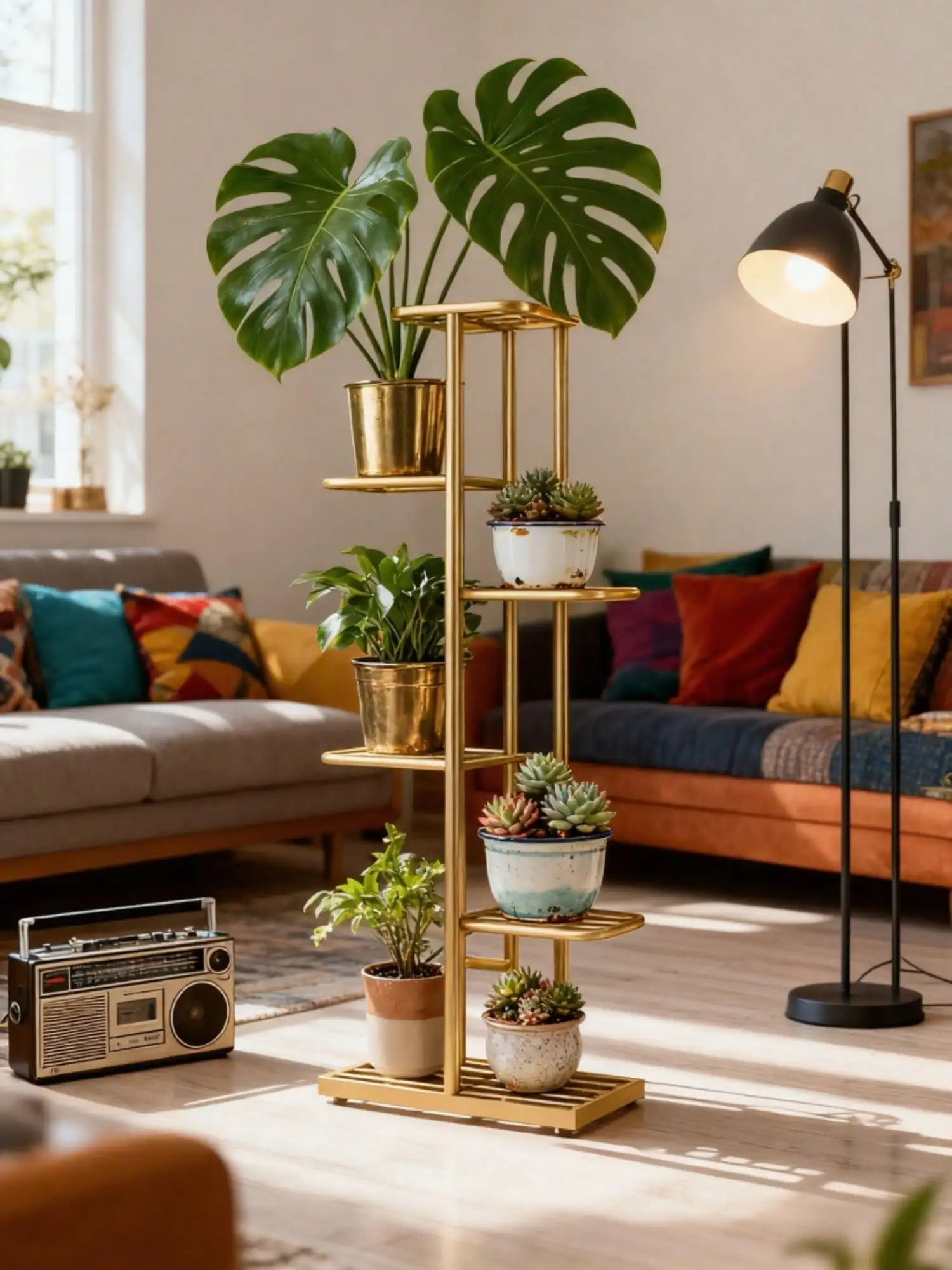 Indoor Vertical Flower Pot Shelf Premium Modern Black Metal 6-Tier Space-Saving Plant Stand 6 s65a7e26574d946af8f9a9272d6413e1cg