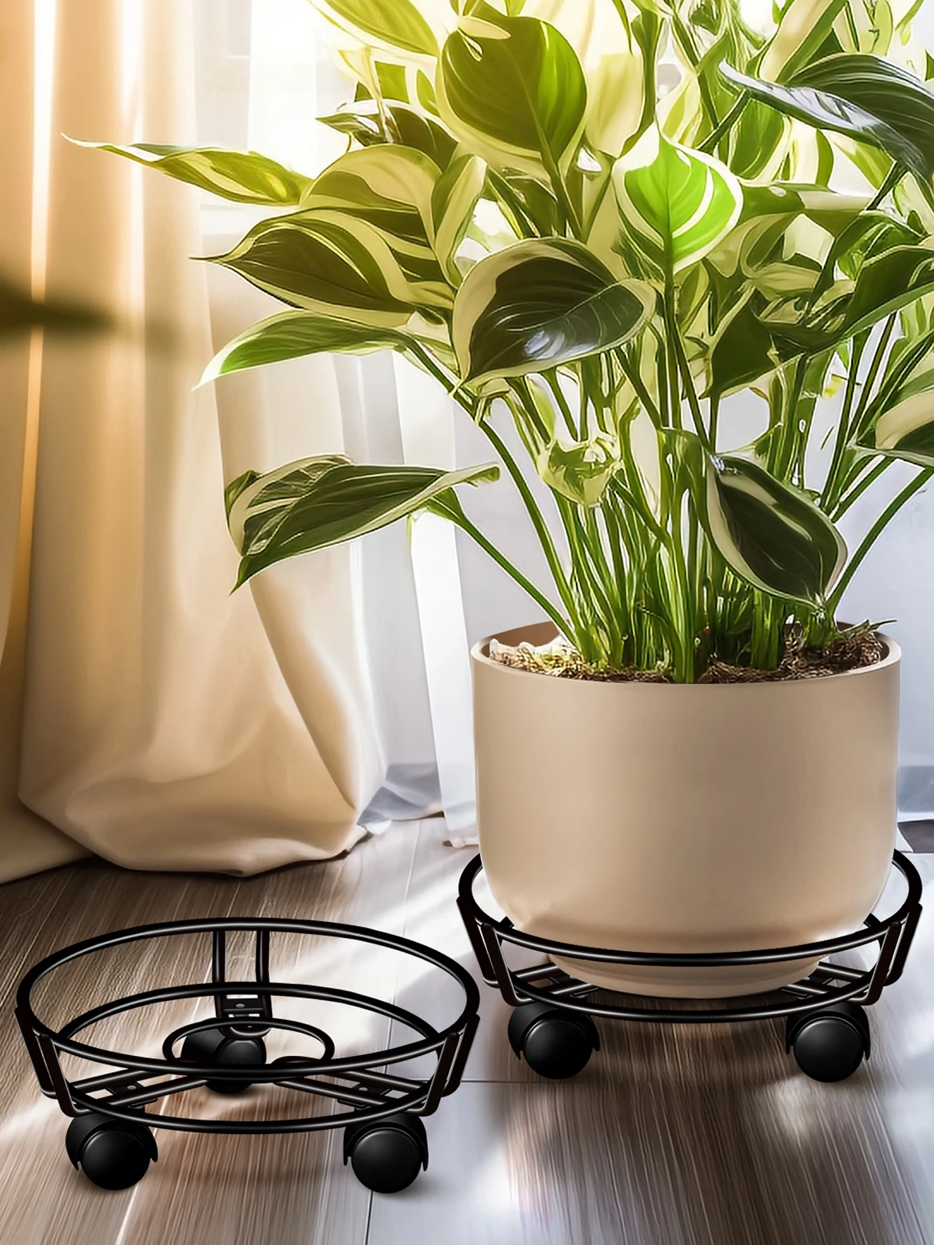 Iron Plant Stand Premium Heavy-Duty Black Wrought-Iron Round Pot Holder Corner Garden 2 s9cb7c28878164fc4a0341bef3abff43er