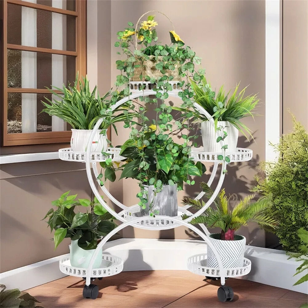 Multi-Shelf Metal Plant Stand Premium 6-Tier Space-Saving Flower Pot Organizer 5
